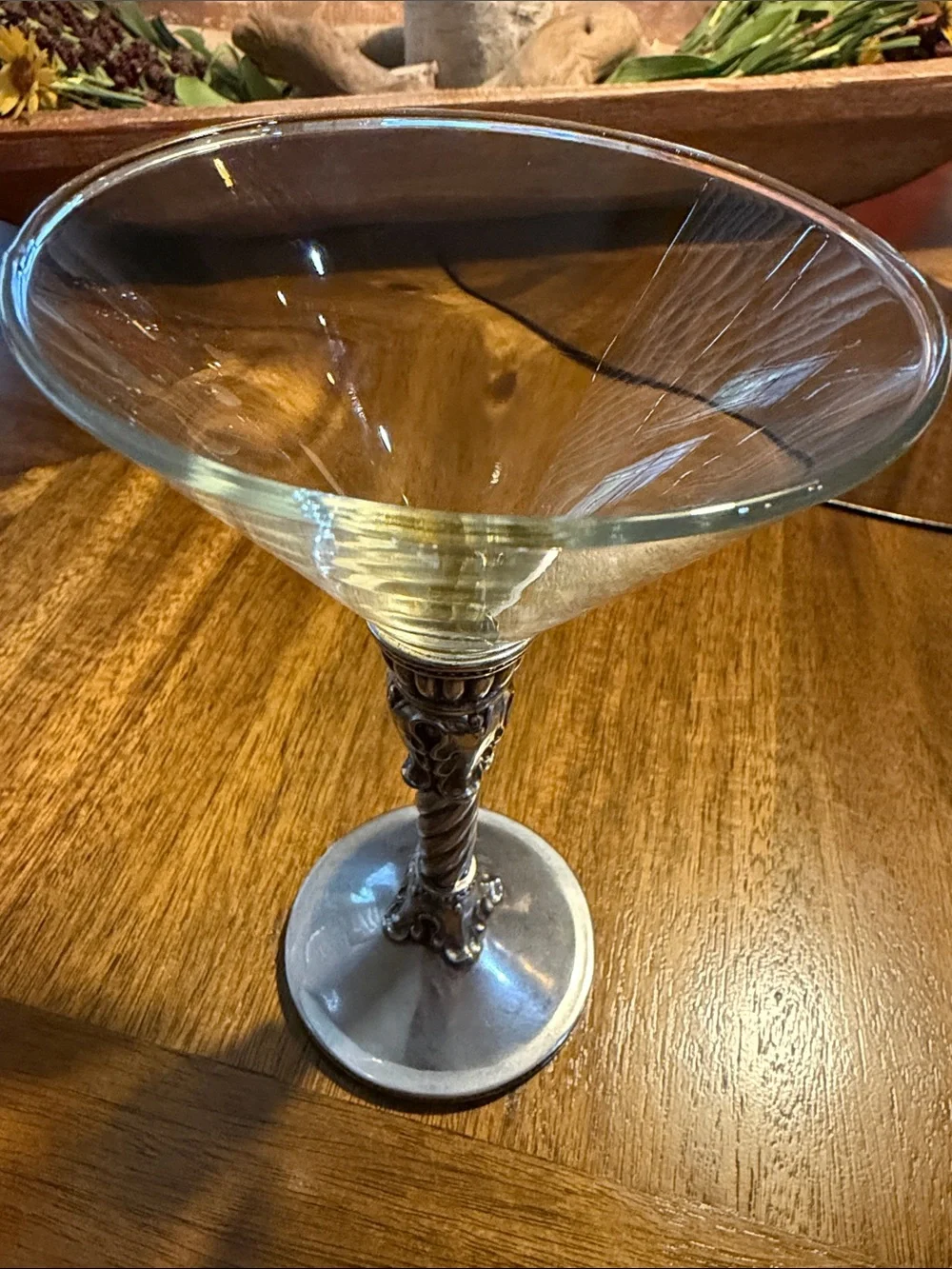 Brighton Ornate Silver-Tone Stemmed martini Glass - Clear and Silver